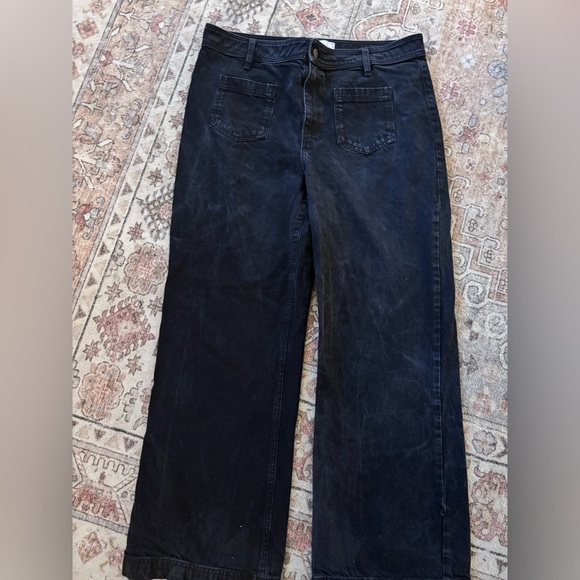Sezane | Black Denim Wide Leg Jeans - Picture 3 of 7